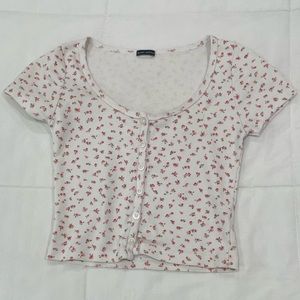 brandy melville floral button up top